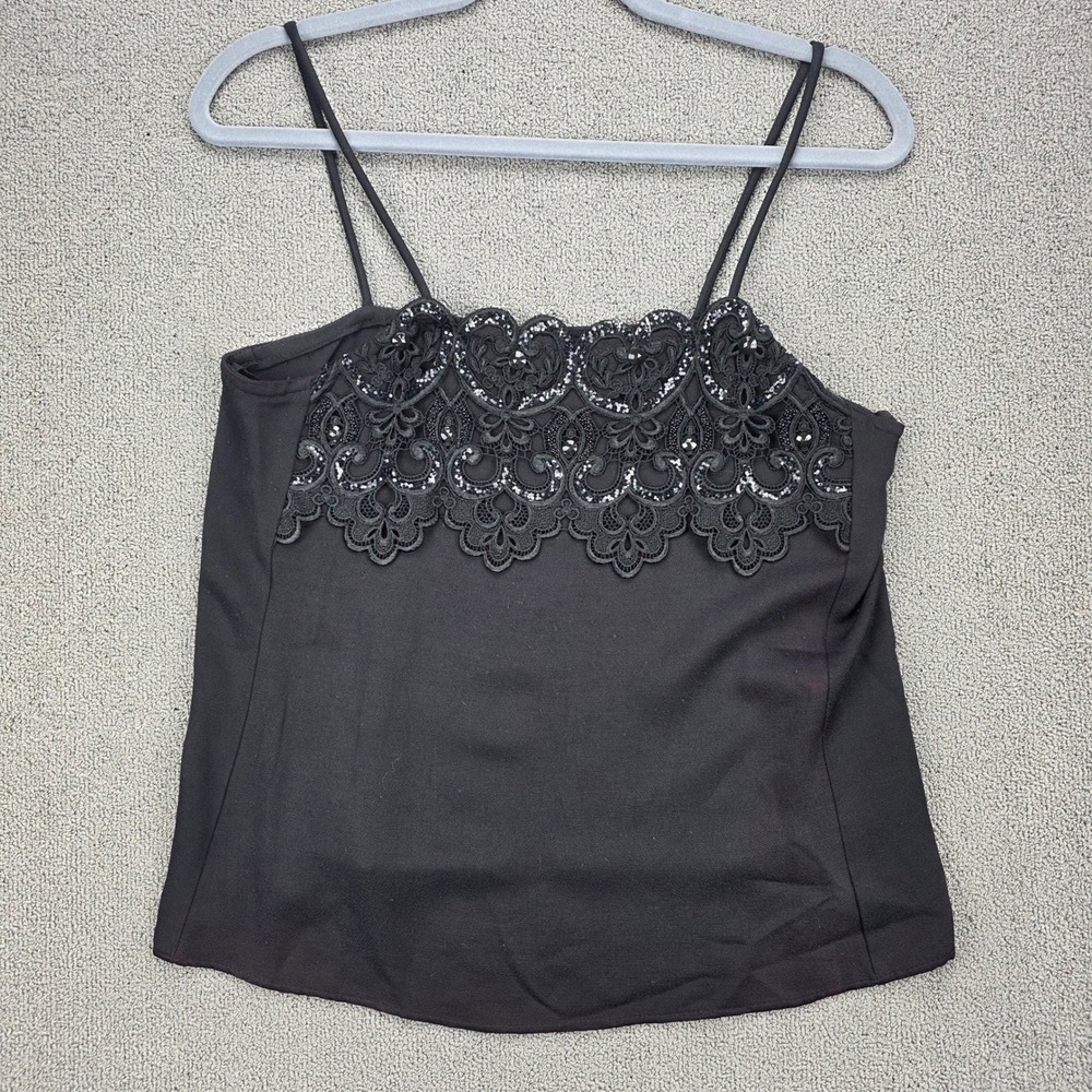 Scott McClintock Separates Womens Black Lace Sequin Beaded Camisole Top Size 6‎